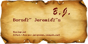Borsó Jeremiás névjegykártya